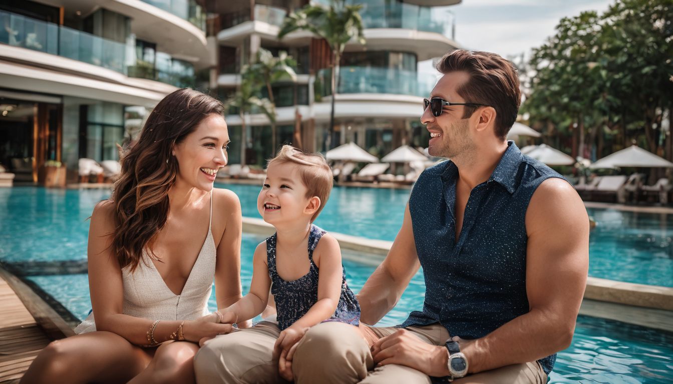 A happy family enjoys a luxurious poolside view at a recommended hotel in Pattaya.