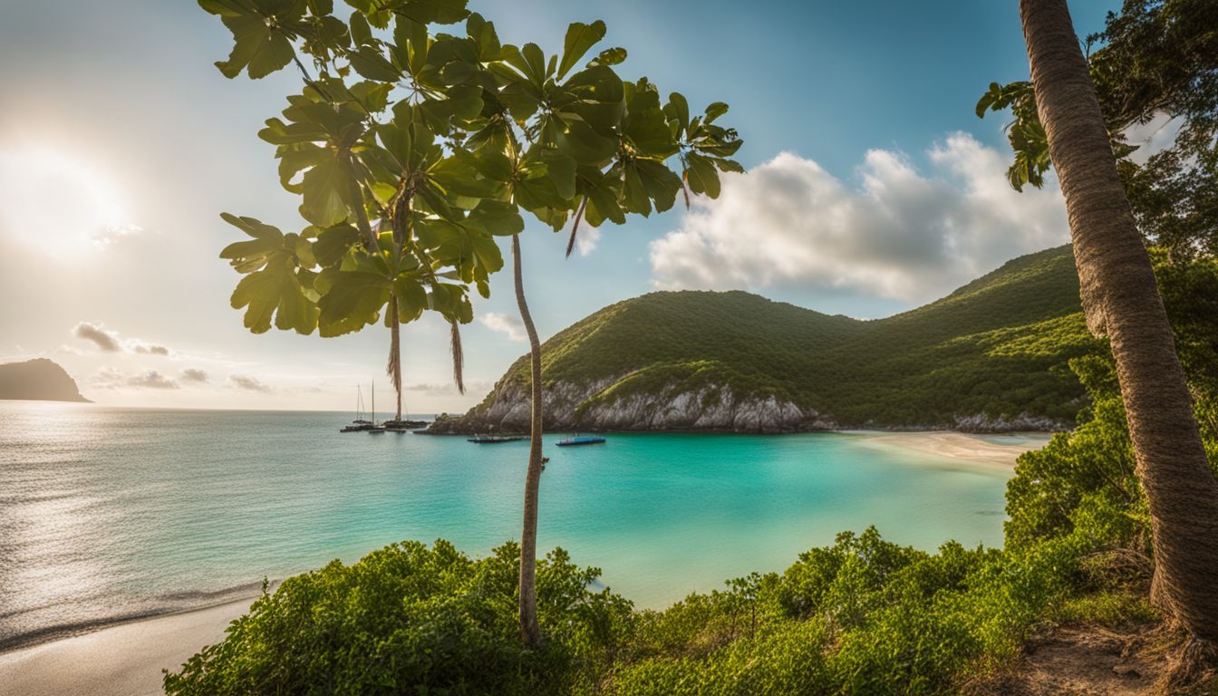 A stunning photograph of the serene azure waters and beautiful beaches of Saint Martin Island.