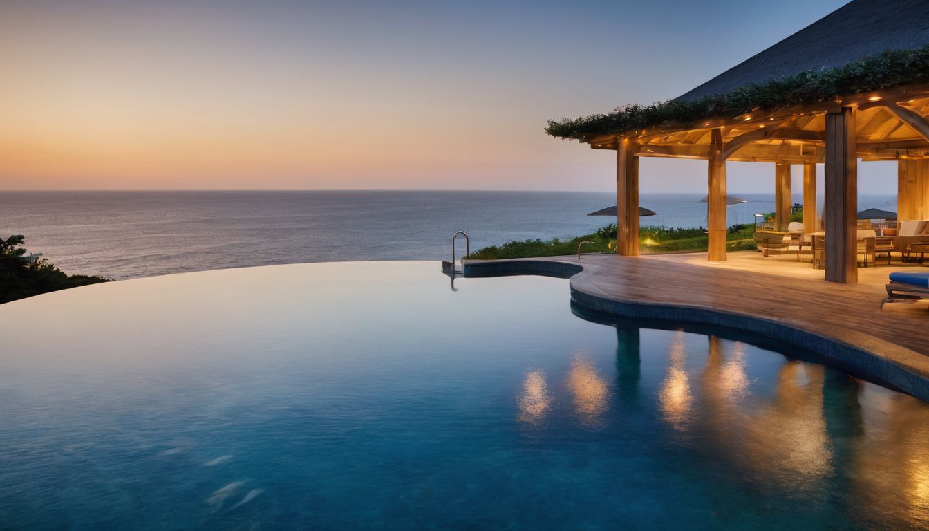 A stunning infinity pool overlooking the ocean at a family-friendly resort, captured in a high-resolution photograph.