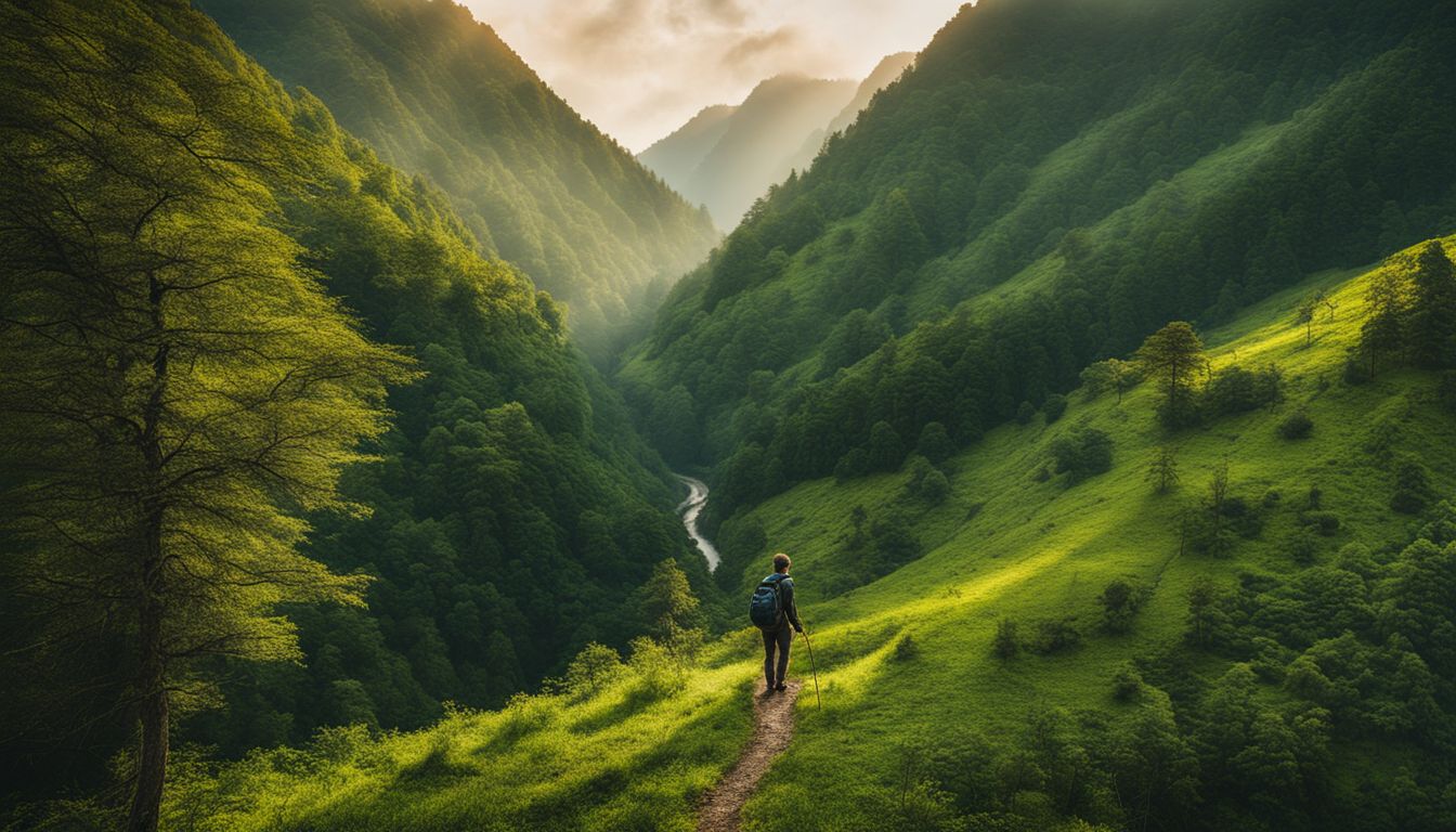 A hiker is exploring the beautiful and lush green forests of Teknaf.