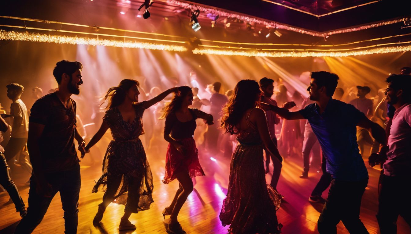 A diverse group of friends are seen enjoying themselves while dancing at a lively club in Dhaka.