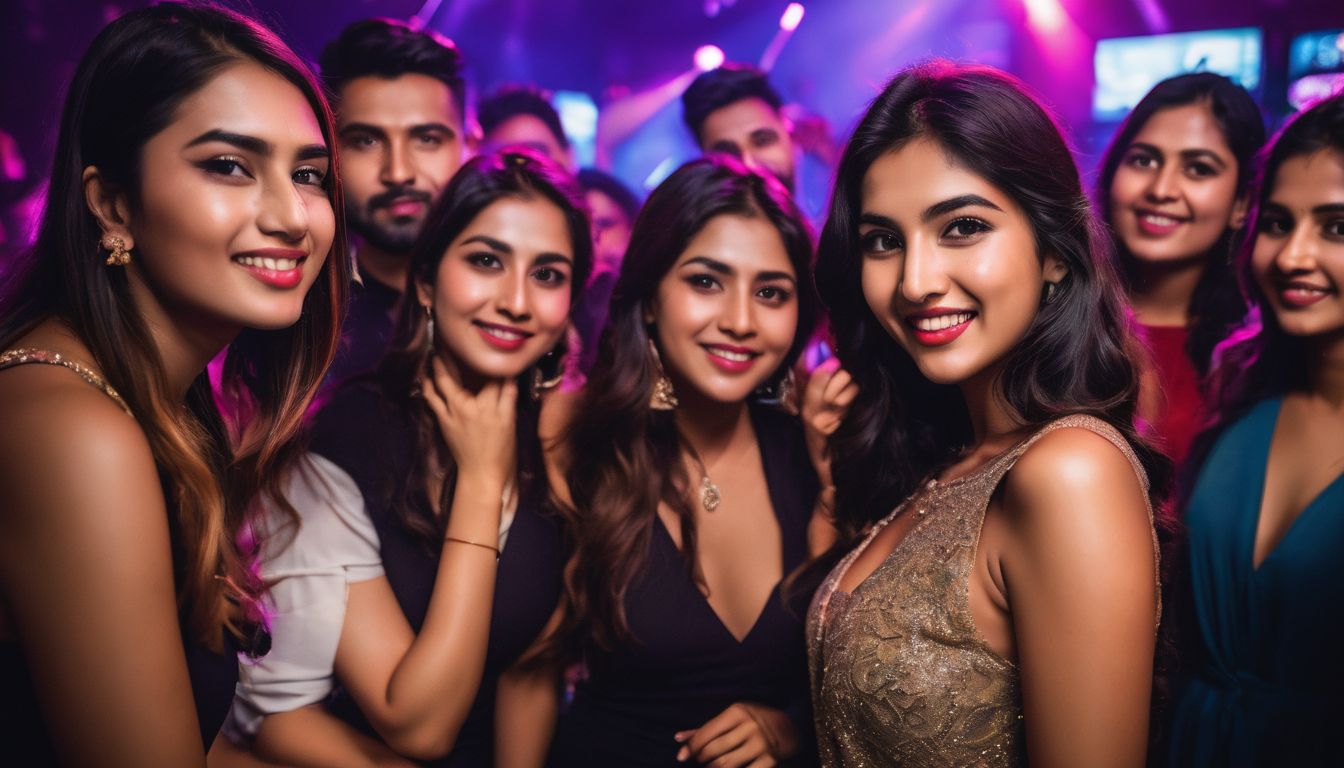A group of friends having a great time at a vibrant club in Gulshan 1, Dhaka.