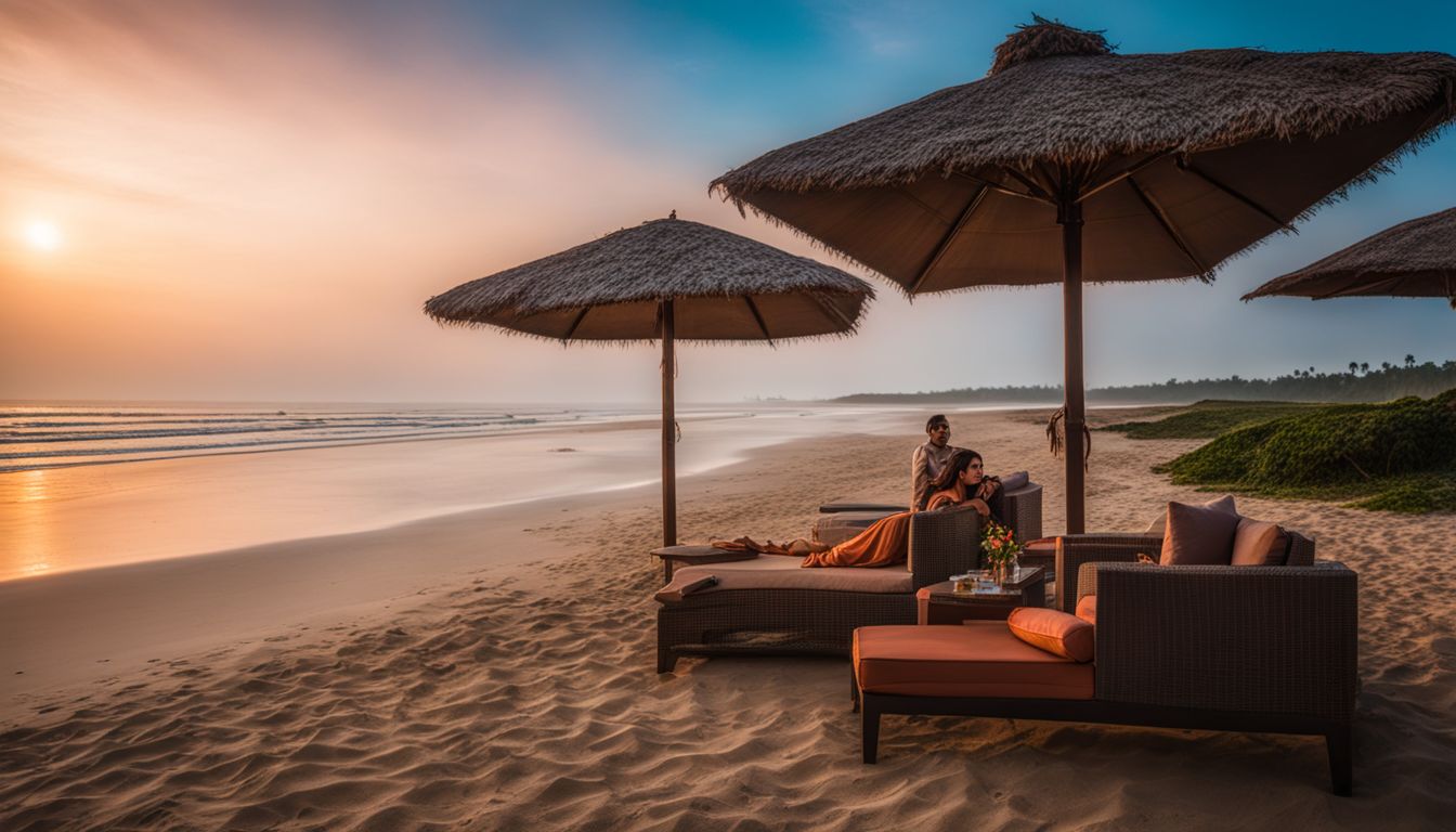 A photo showcasing people enjoying the luxurious beachfront view at top-rated hotels in Cox's Bazar.