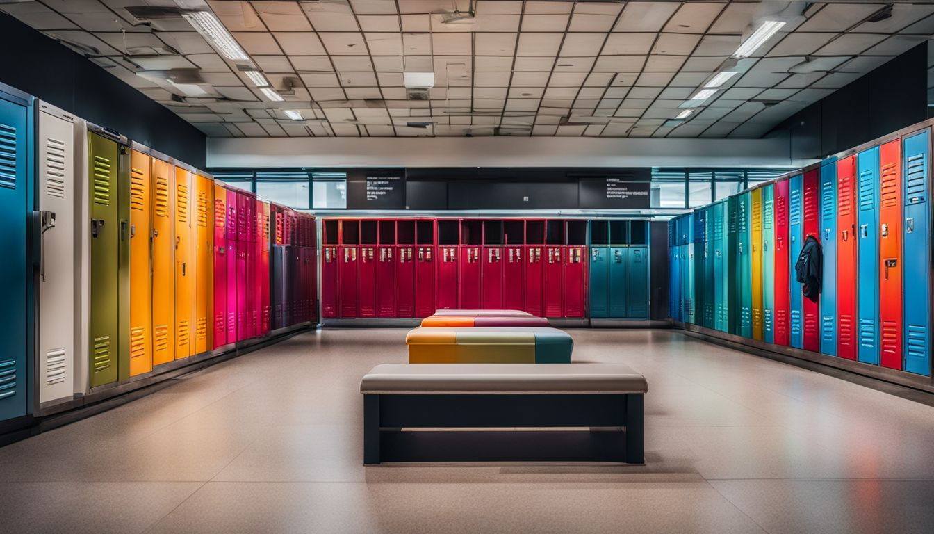 A vibrant row of lockers at Phuket airport captured in crystal clear detail.