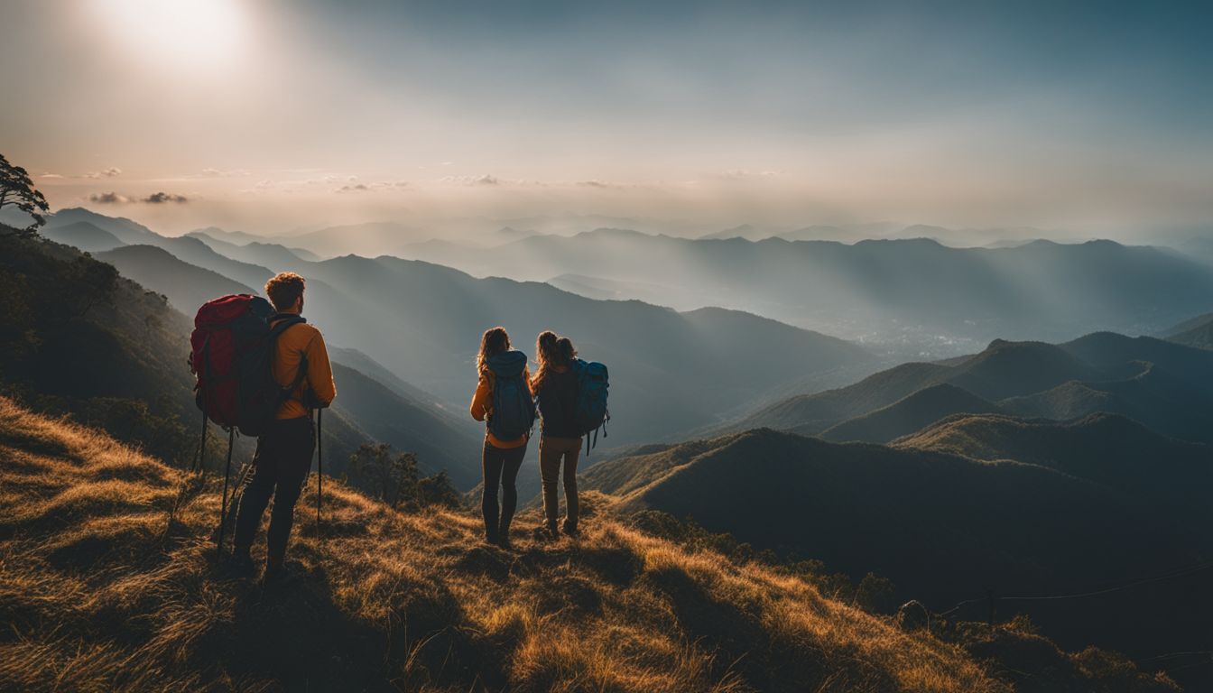 A group of hikers admire the breathtaking view from the edge of the Nilgiri Mountains.