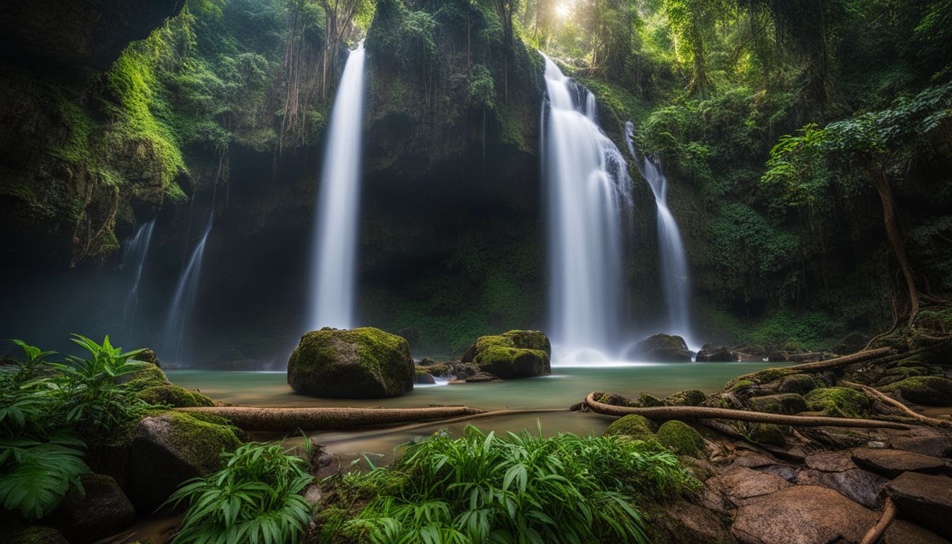 The photo captures the beautiful Chet Si waterfall in <a href=