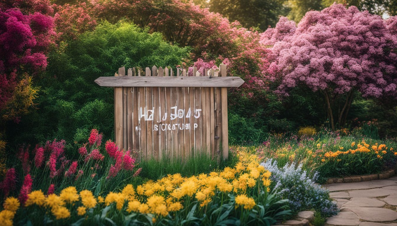 A beautiful garden with blooming flowers and a rating of 9.5 out of 10.