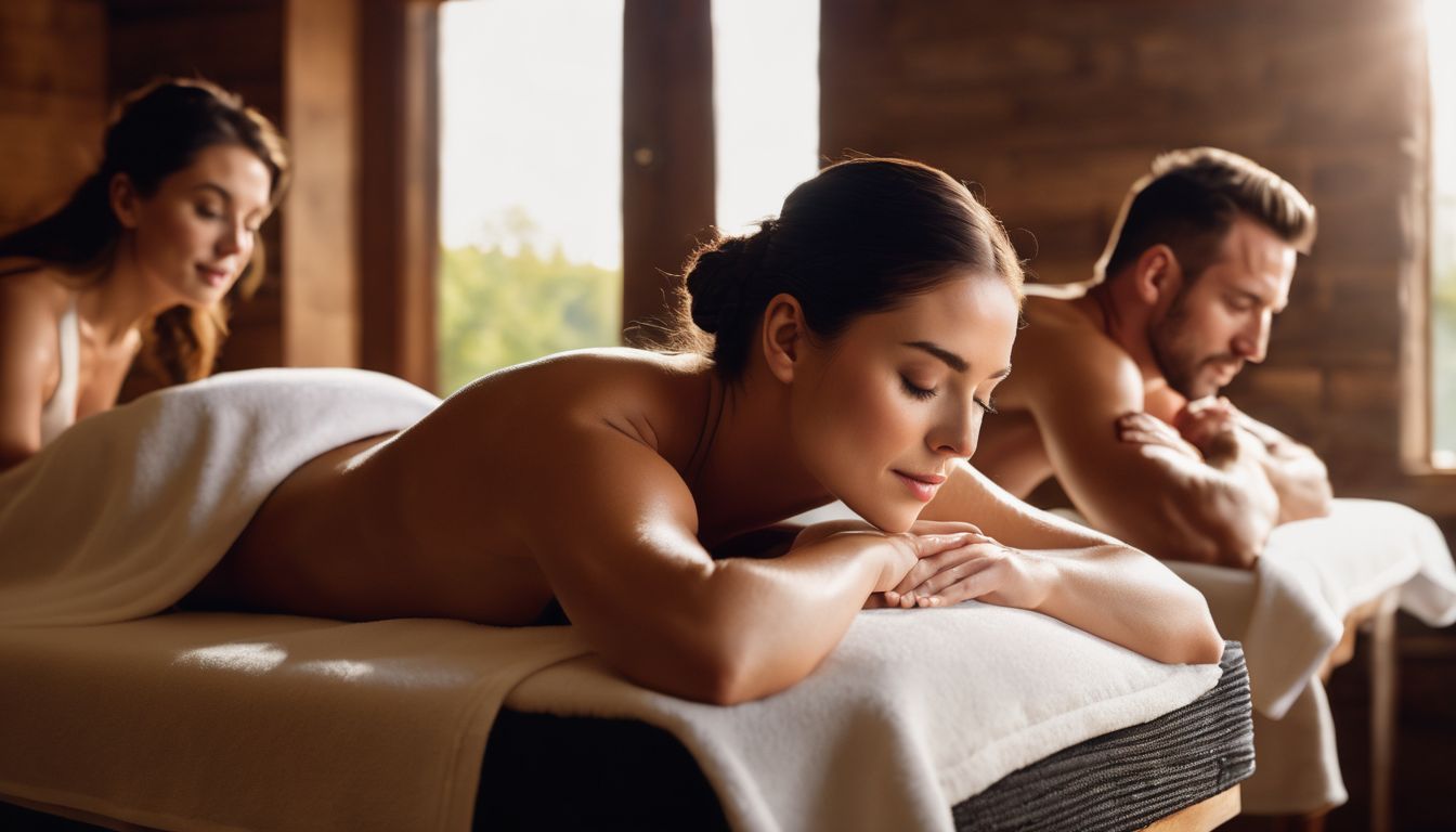 A couple enjoying a relaxing massage at a serene spa.