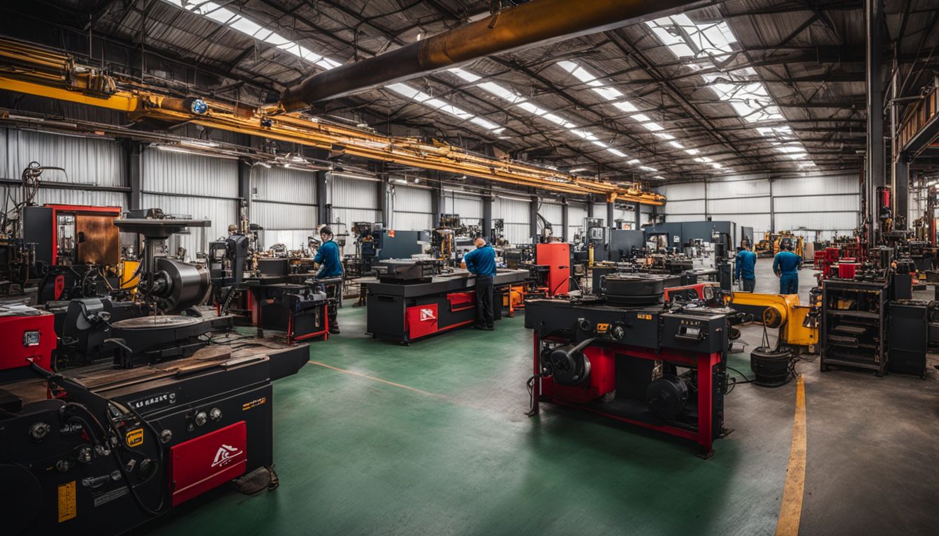 The photo showcases the interior of Kong Heng Metal Polishing Co's workshop with state-of-the-art machinery and skilled technicians.