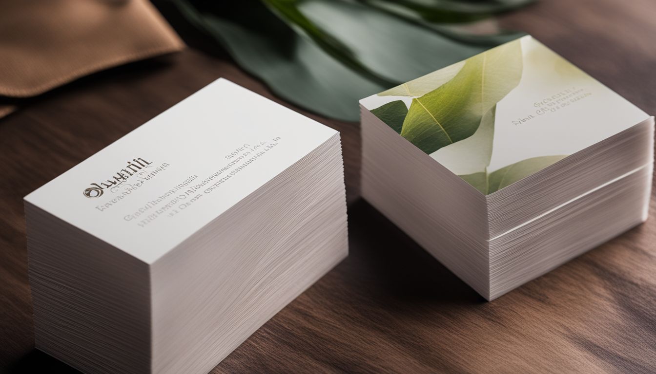 A stack of stylish business cards featuring various nature-themed photographs.