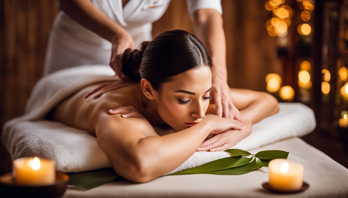 A person receiving a relaxing massage in a serene spa setting with aromatic oils.
