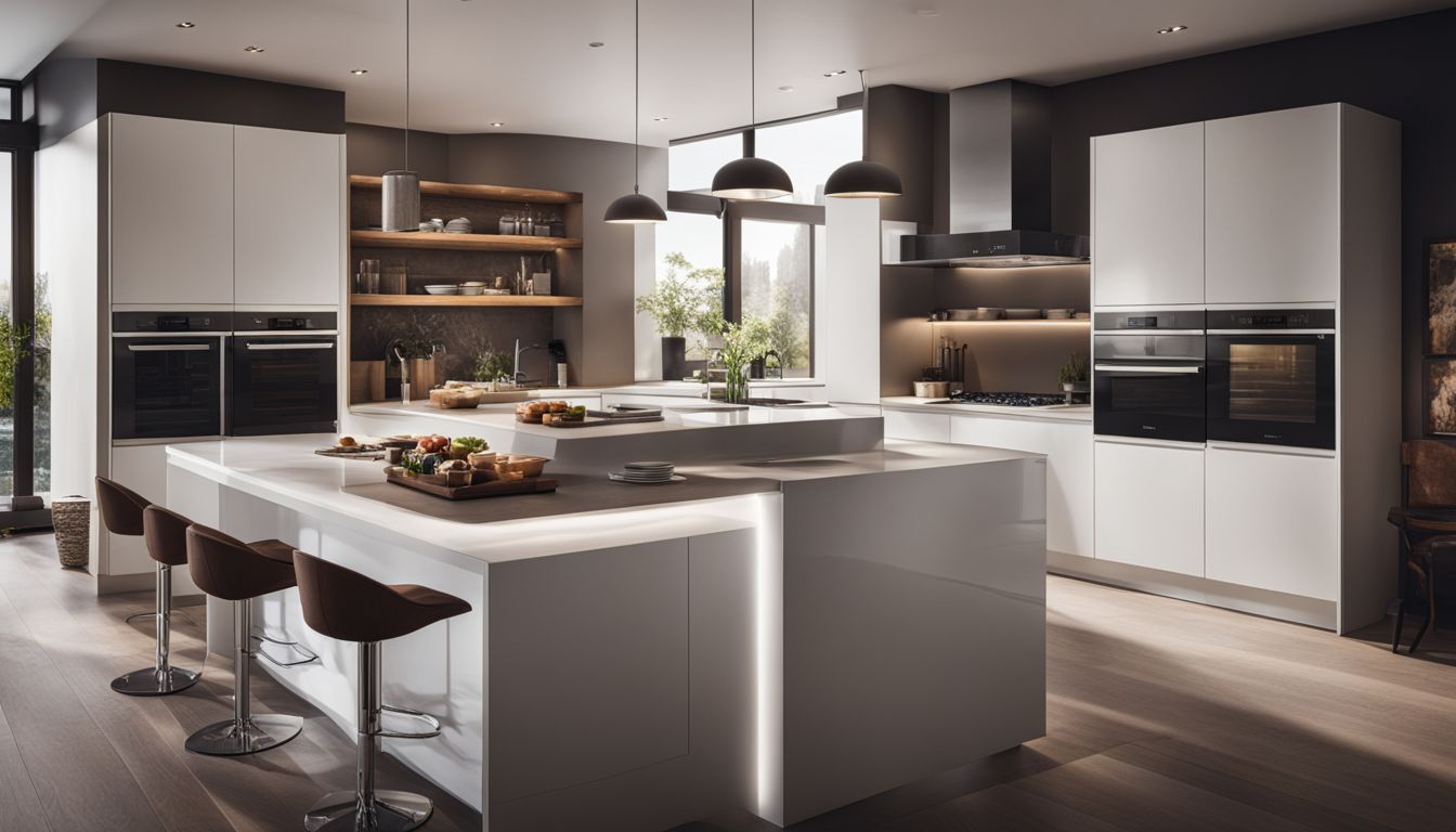 A modern kitchen featuring top oven brands in a bustling atmosphere.