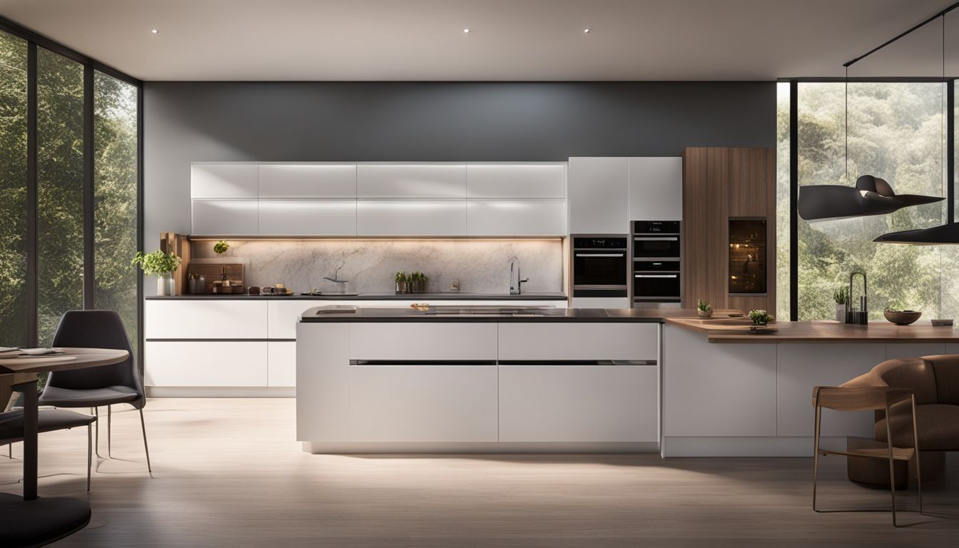 A modern oven in a contemporary kitchen with various settings and features.