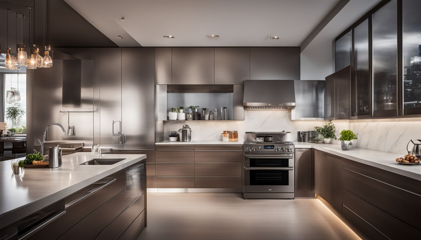 An elegant stainless steel pro-style range in a modern kitchen.