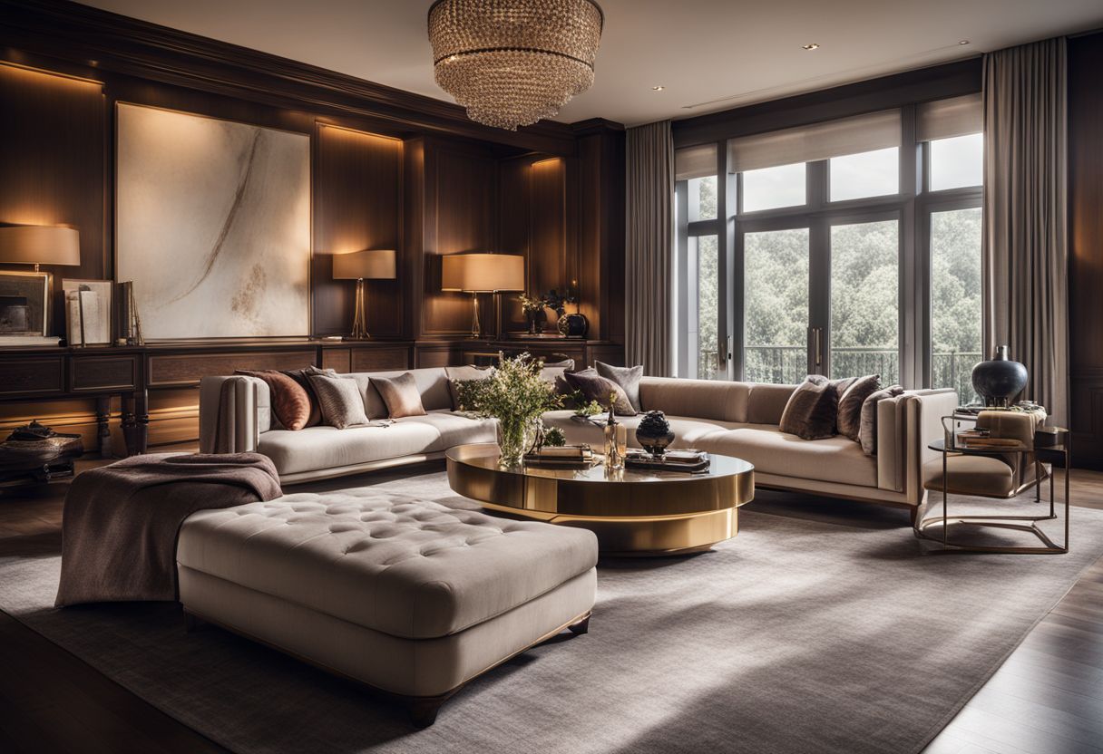 A photo of a luxurious living room showcasing high-end furniture.