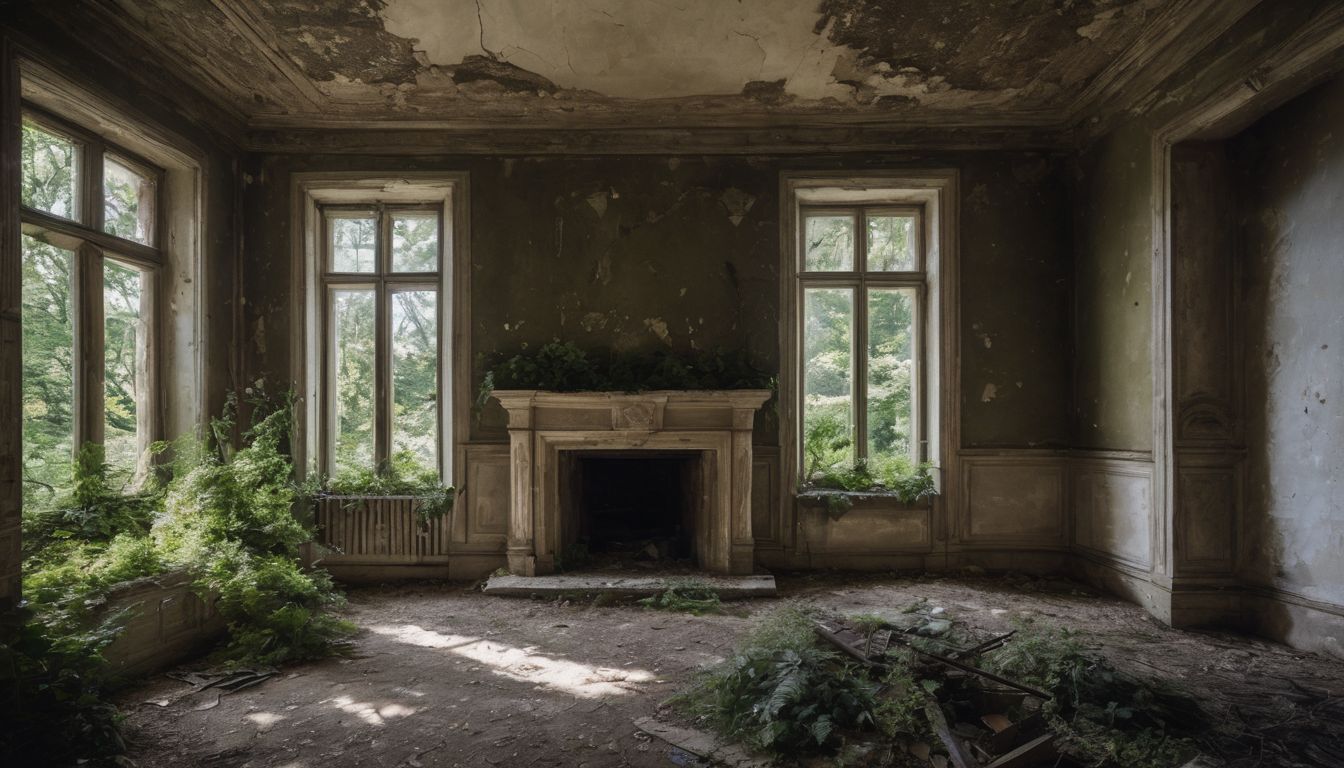 The abandoned ruins of Hitler's family home overrun with nature.