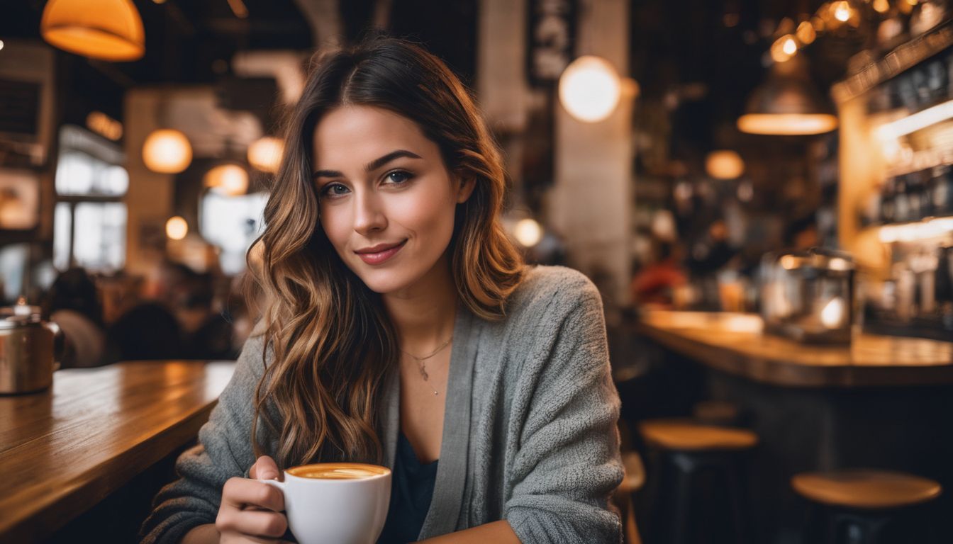 A person enjoying a cup of coffee in a cozy coffee shop.