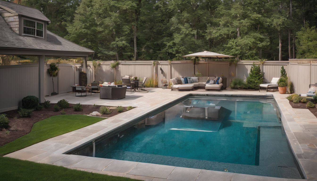 A modern pool filtration system in a renovated backyard pool.