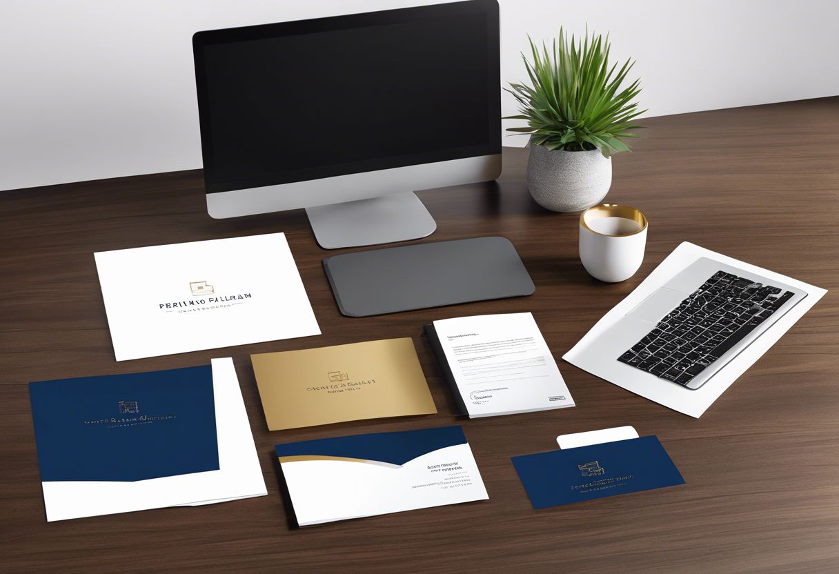A modern and minimalist personalized welcome packet surrounded by office essentials.