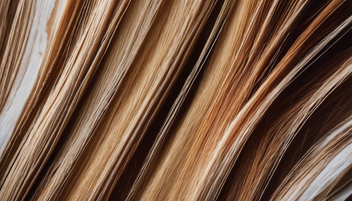 Close-up photo of damaged hair strands on a marble surface.