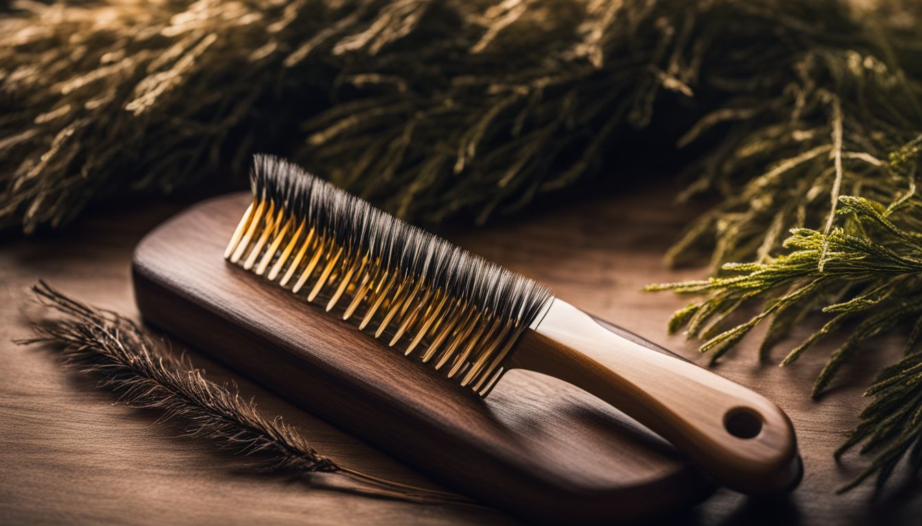 A close-up of hairbrush, comb, and fallen hair strands.