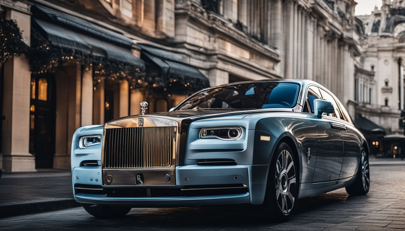 A Rolls-Royce Phantom parked outside a luxurious venue in the city.