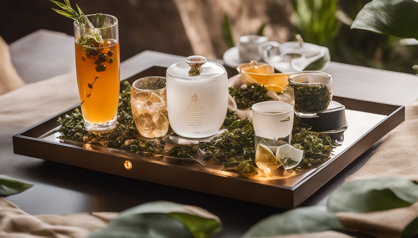 A carefully curated crystal boba gift set displayed on a stylish tea table.