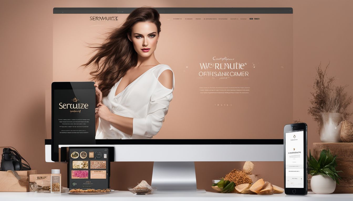 A modern e-commerce website showcases Serumize monthly special products.