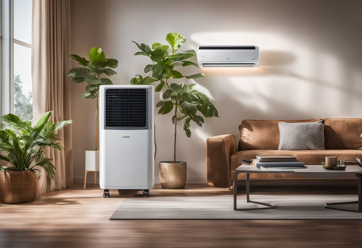 A modern air conditioning unit surrounded by clean indoor environment.