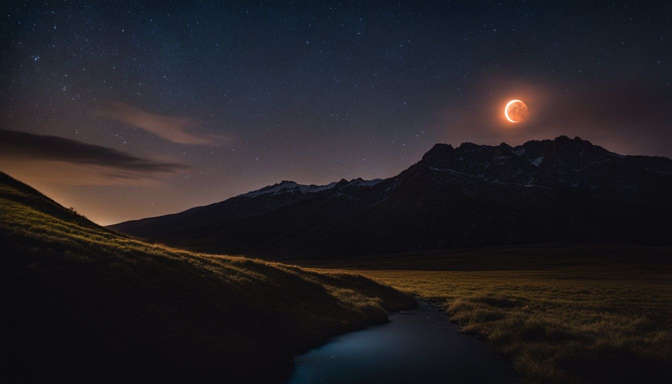 une photo d'une éclipse lunaire contre un ciel étoilé avec des visages et des styles variés.