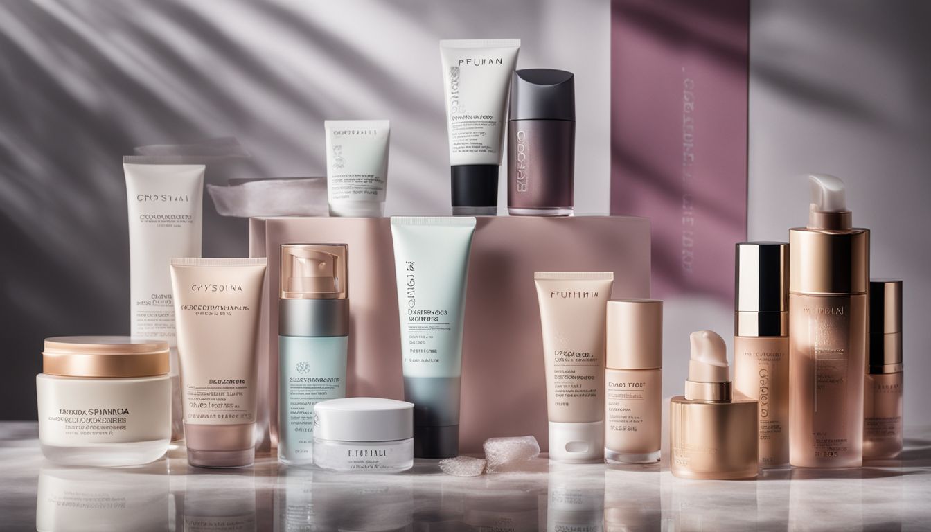 A display of top 10 best primers surrounded by beauty products.