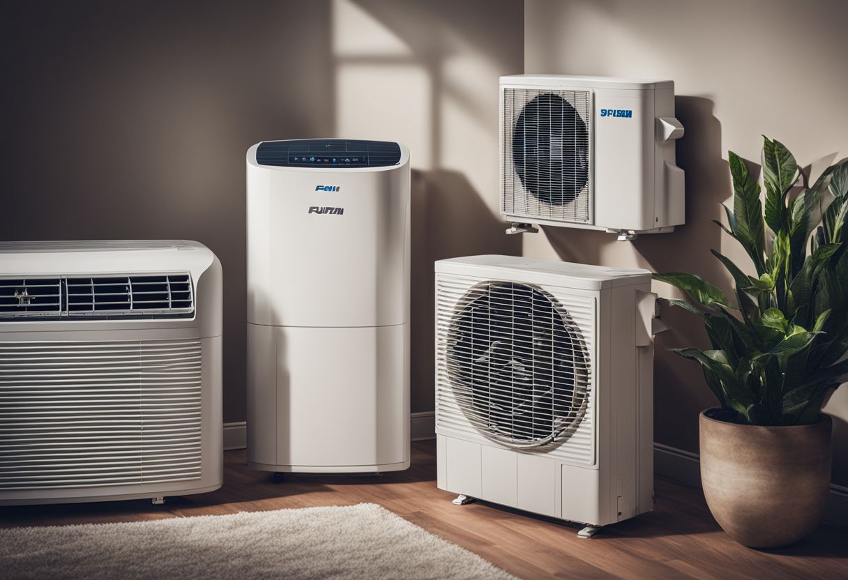 Various air conditioning units in a modern home interior.