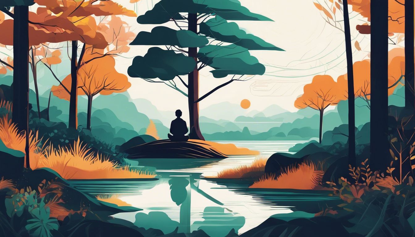 A person in deep meditation amidst a serene forest, emphasizing peace.