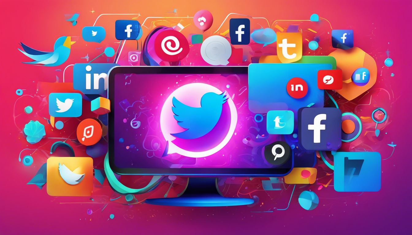 A display of popular social media symbols and icons in a modern digital setting.