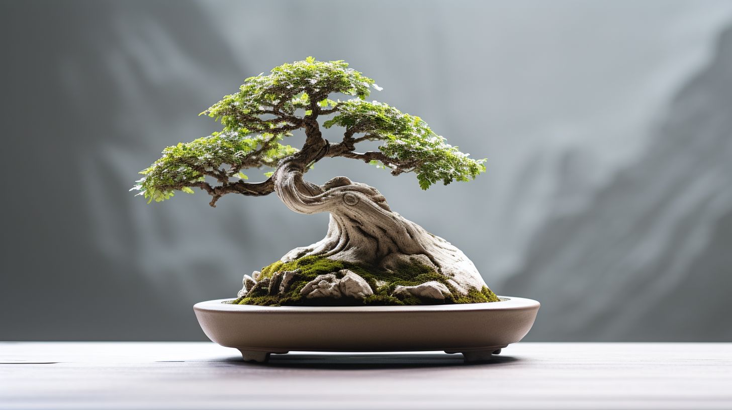 A close-up photo of a Chinese Elm bonsai tree.