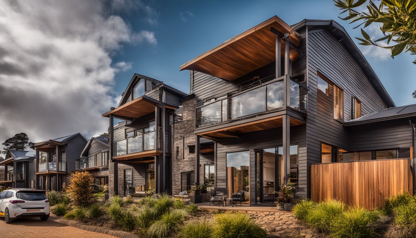The exterior of Cherry Grove Luxury Apartments in Dullstroom captured in a bustling cityscape.