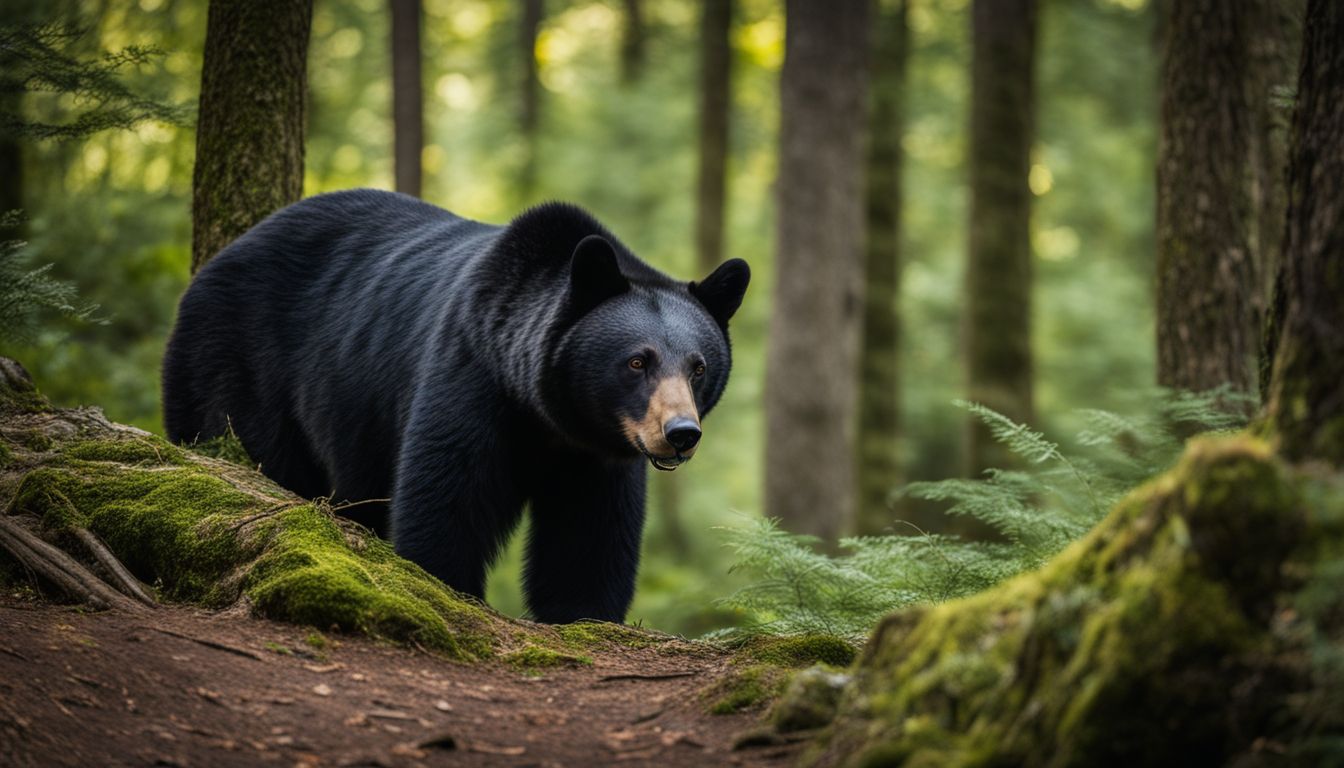 A majestic black bear roaming through the lush Great Smoky Mountains.