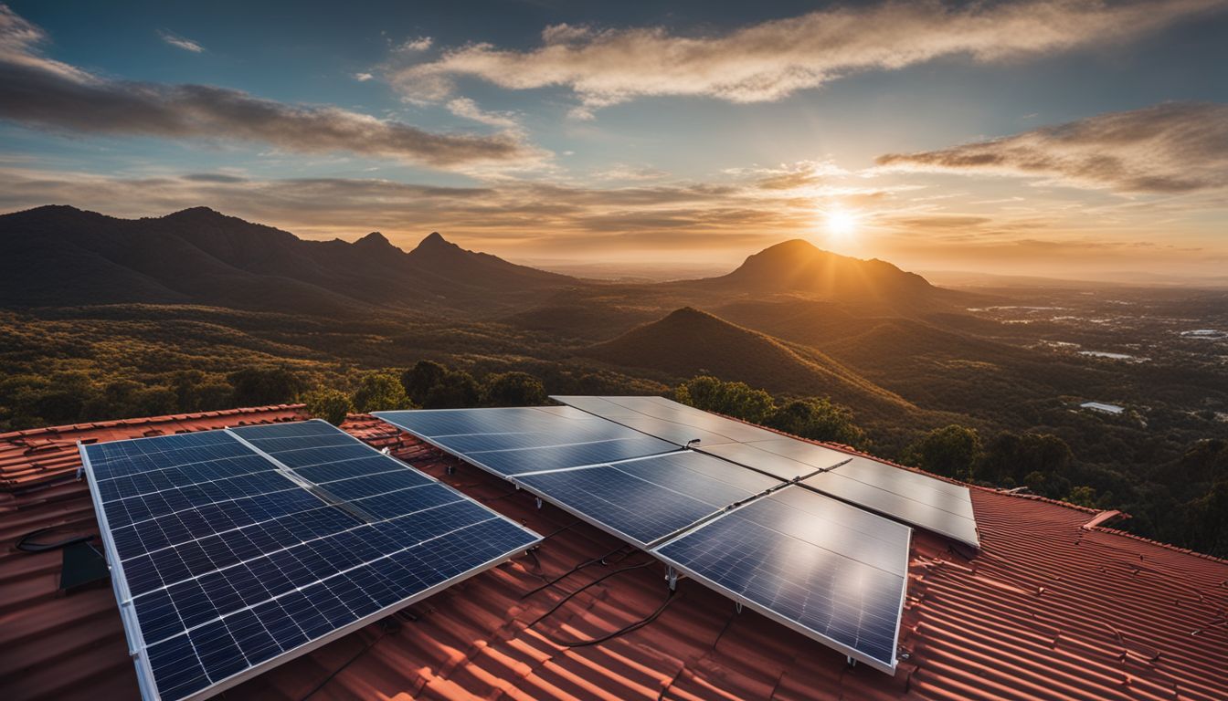 Solar panels installed on a rooftop in South African landscape.