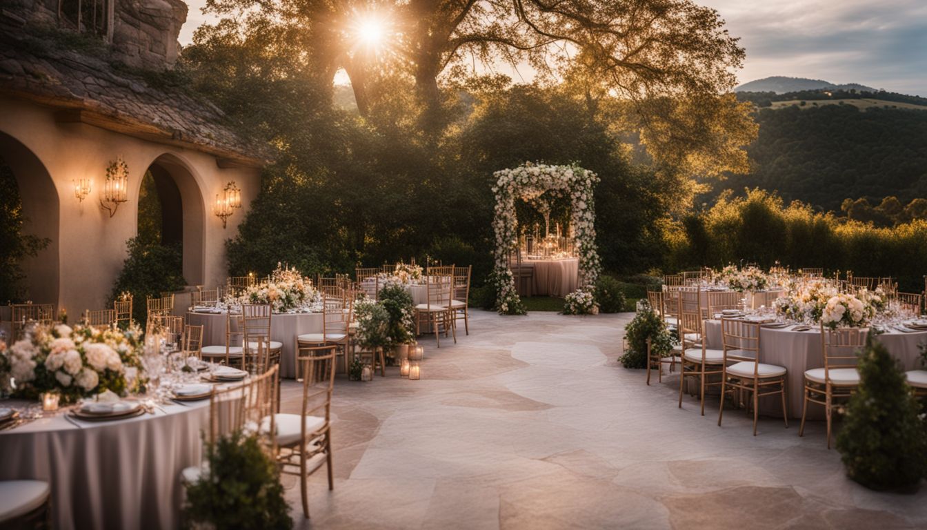 An elegant outdoor wedding venue with a detailed timeline and must-have moments.