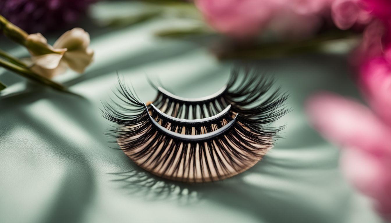 A display of faux-mink lashes in a natural setting.