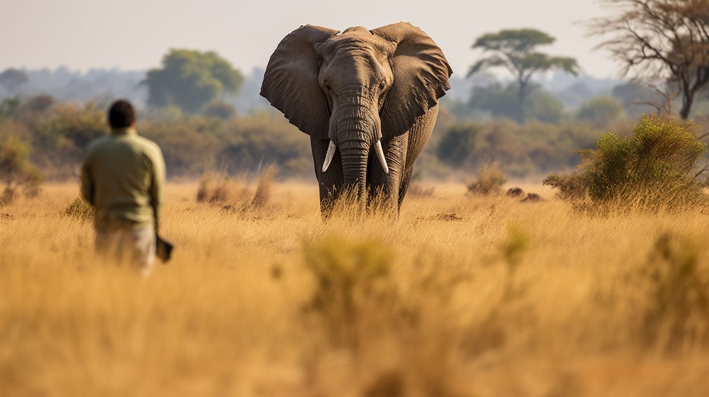 A wildlife photographer captures a majestic elephant in its natural habitat. Ethical encounters with Animals by Travel with Dayvee
