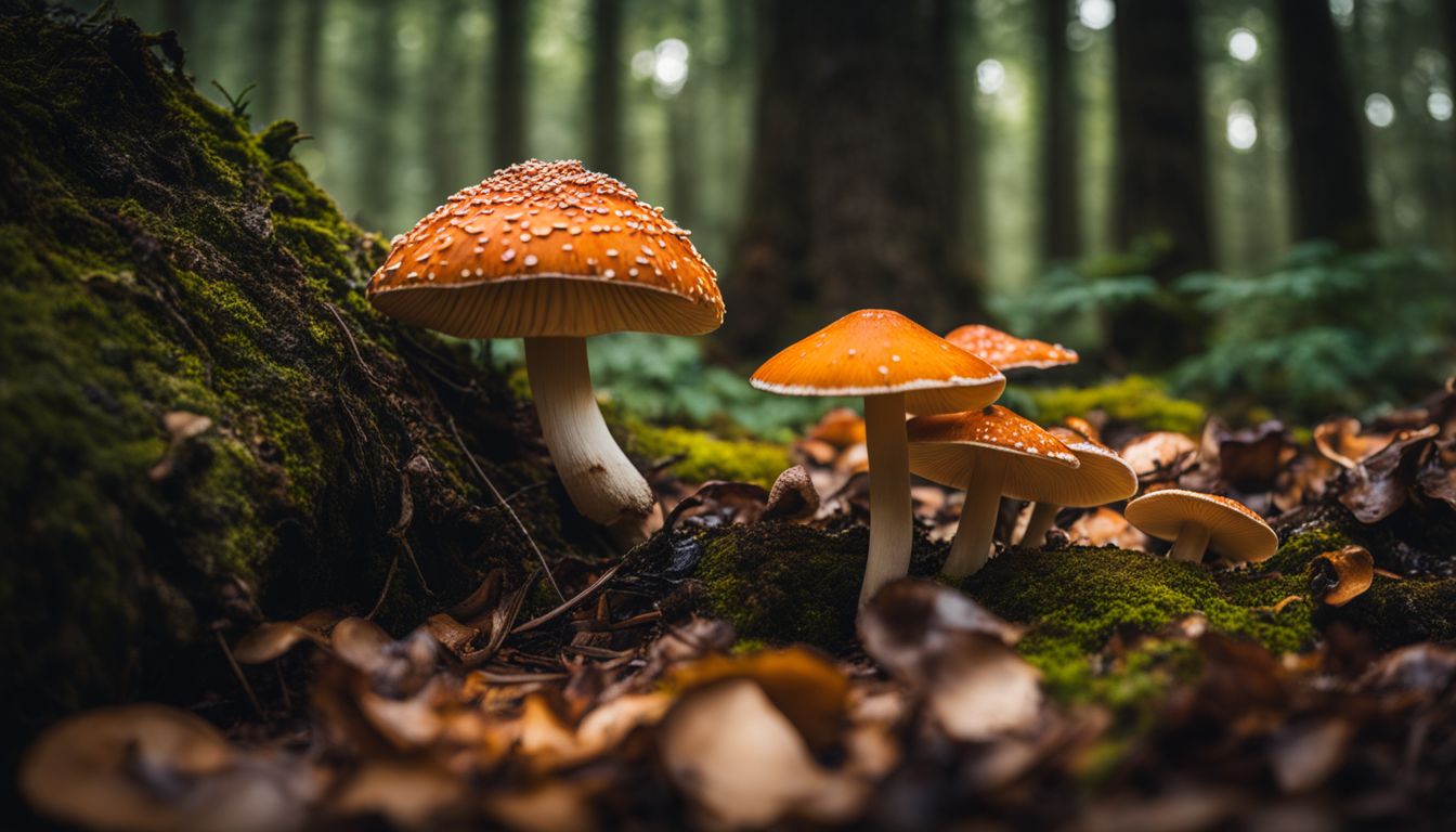 A photo of The Tidal Wave Mushroom in a vibrant forest.
