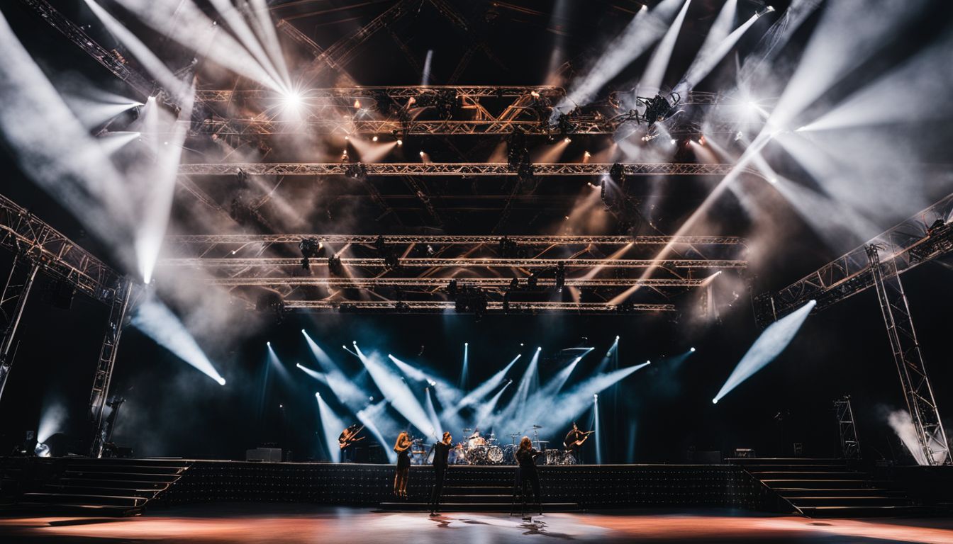 A vibrant stage with diverse performers and high-quality photography equipment.