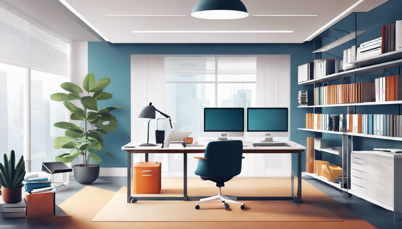 Een persoon werkt efficiënt in een moderne kantooromgeving.