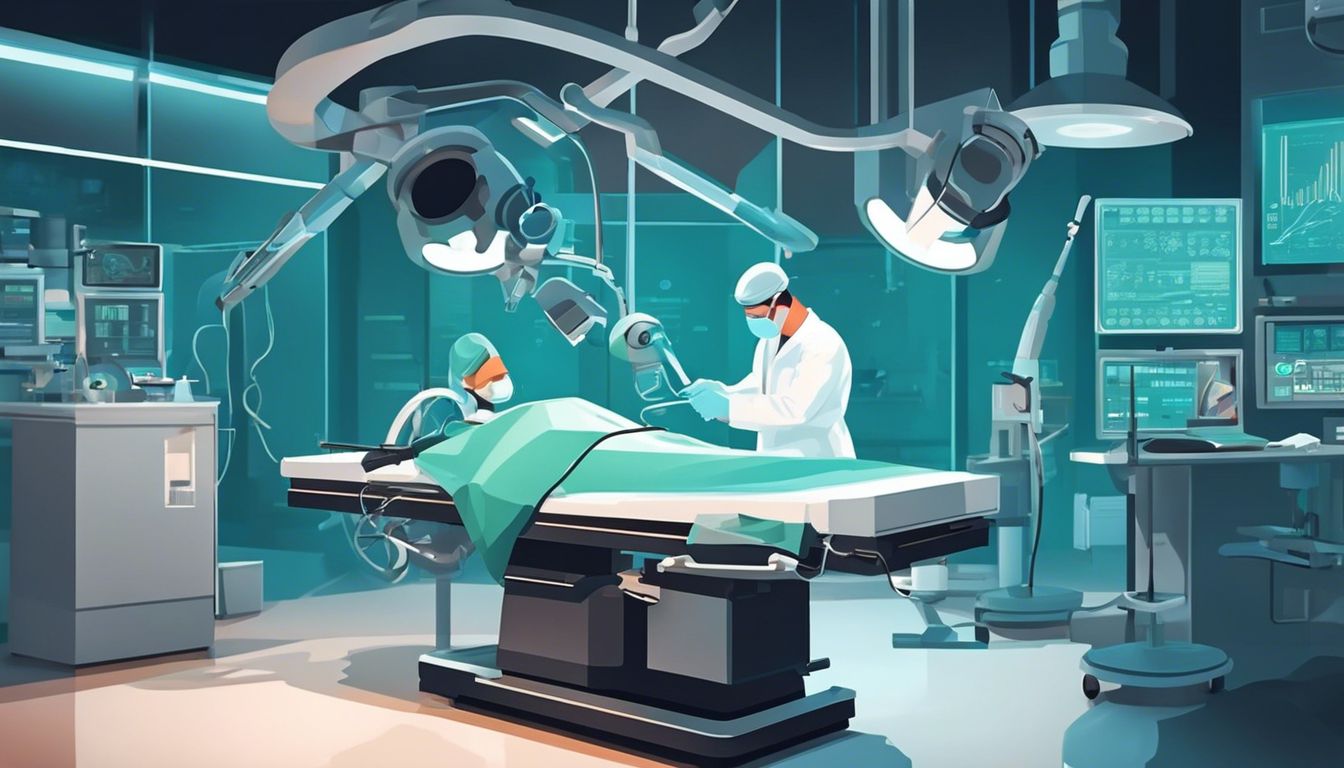 Een zelfverzekerde chirurg voert een complexe operatie uit in een goed uitgeruste operatiekamer.