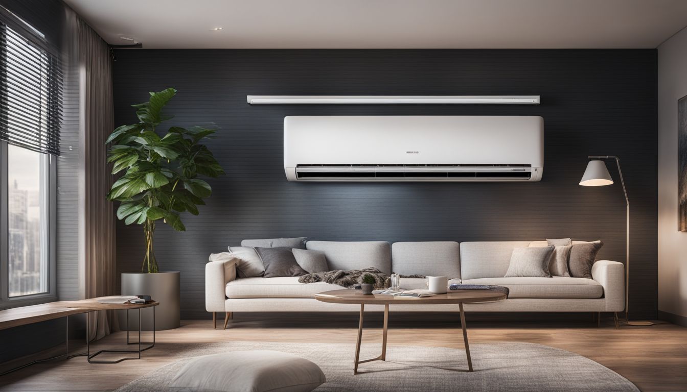 A modern air conditioning unit installed in a well-ventilated room.
