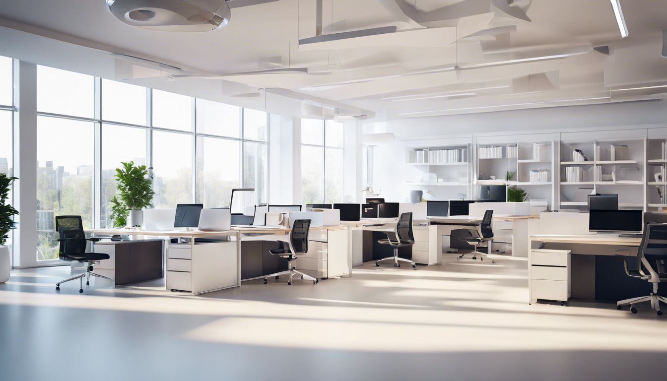 Een moderne en stijlvolle kantoorruimte met georganiseerde HR-documenten en efficiënte workflow.