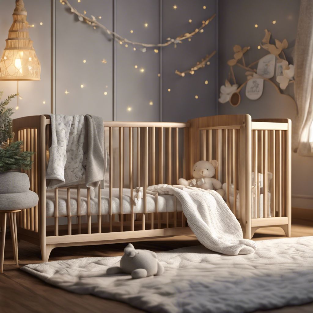 A sleeping baby surrounded by cozy bedtime essentials in a crib.