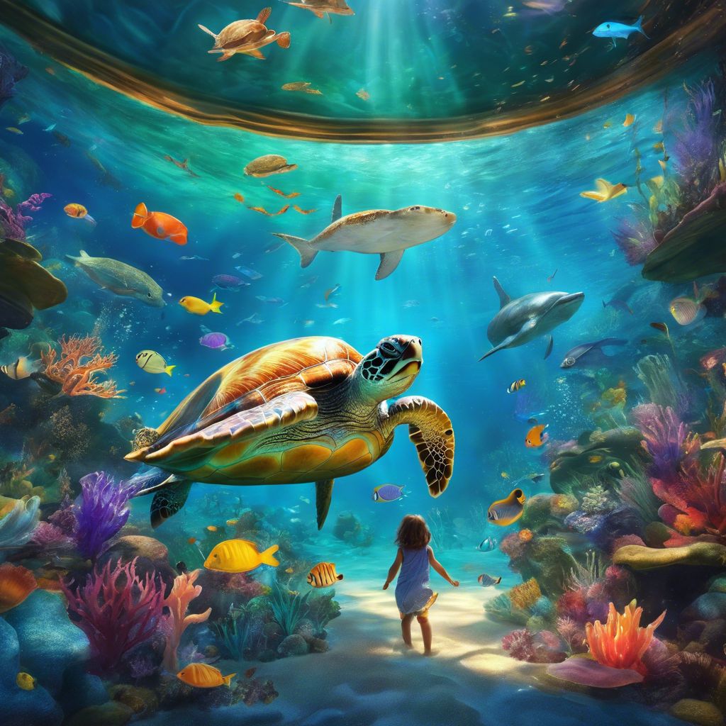 A child plays on a Turtle Playtime Mat in an underwater-themed playroom.