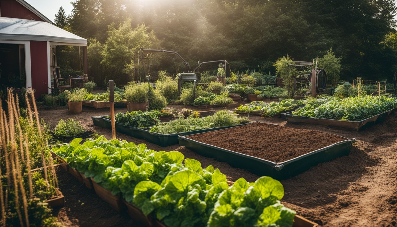 A thriving vegetable garden with healthy plants in nutrient-rich soil.